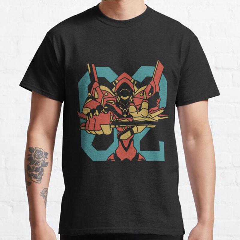 Летняя мужская мода повседневные рубашки с короткими рукавами Neon Genesis Evangelion черные футболки большие футболки