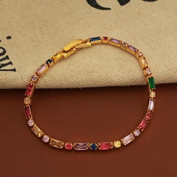 Корейский браслет с цветным контрастным цирконием: Ретро-дизайн, модные украшения в стиле Ins 1147