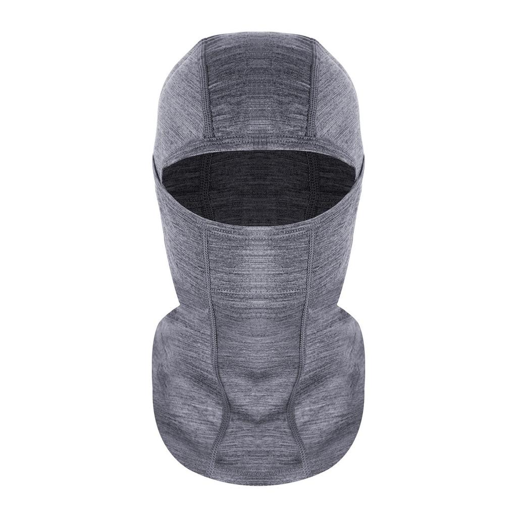 Unisex Gray Merino Wool Ski Mask: Windproof, Warm Winter Face Protector & Helmet Liner for Cycling