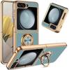 Electroplated Magnetic Ring Bracket Phone Case for Samsung Galaxy Z Flip 5 4 3 Flip5 Flip4 Flip3 5G Plastic Shockproof Cover