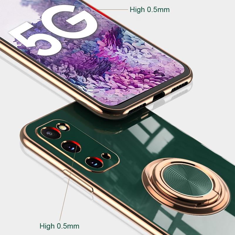 Роскошный чехол с кольцом для Samsung Galaxy S21 S20 S10 Plus Ultra FE S20Ultra S20FE S20Plus A52 A72 4G 5G, чехол для телефона с подставкой