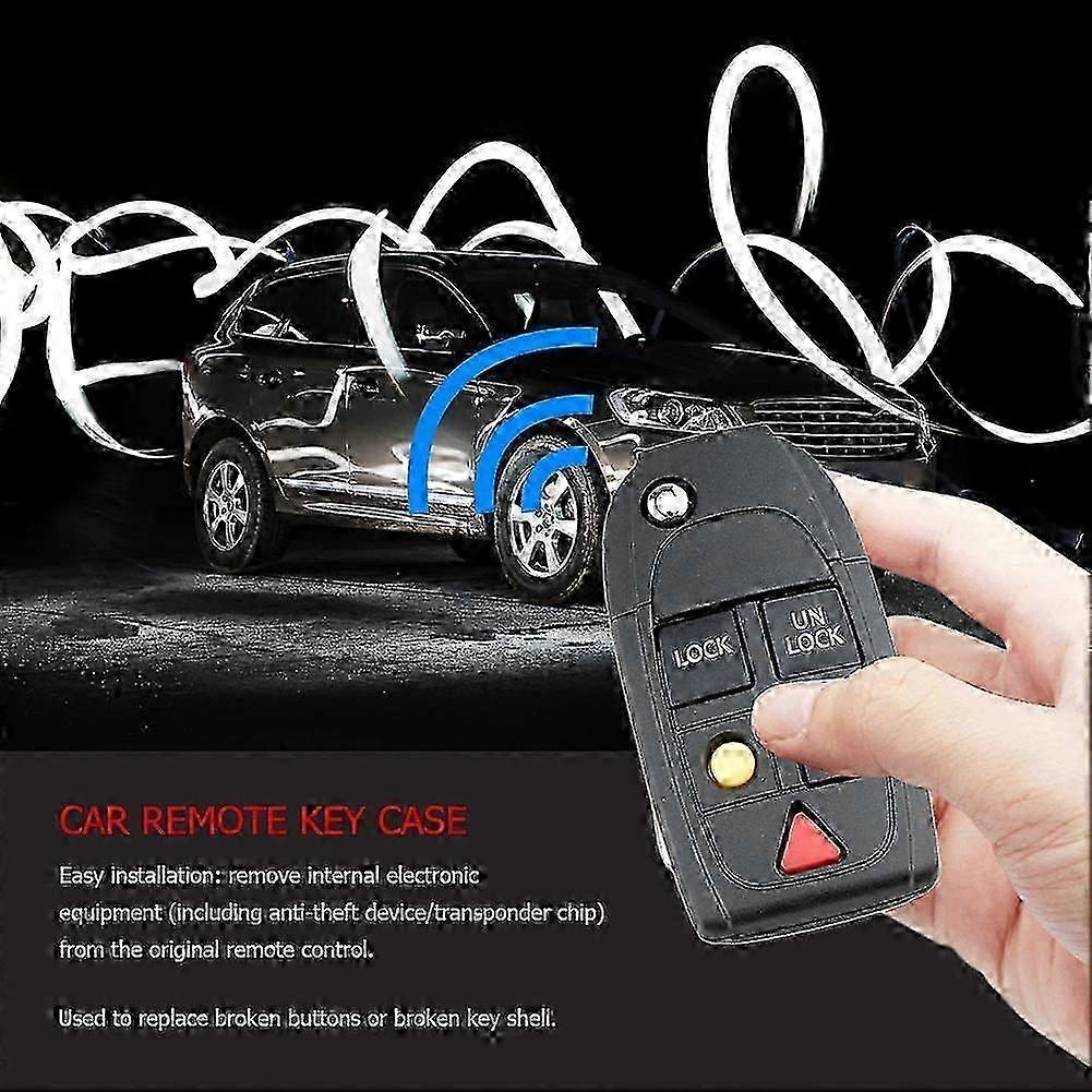 5 Buttons Flip Remote Key Case FOB Replacement Fit for VOLVO S60 2000-2009 / S80 1999-2006 /V70 2000-2007 XC90 2002-2013 Car Key (PrettyJ)