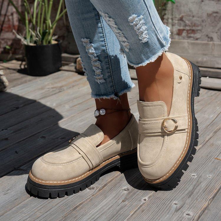 Женские замшевые лоферы на платформе, массивный каблук, ретро, британский стиль, повседневная обувь