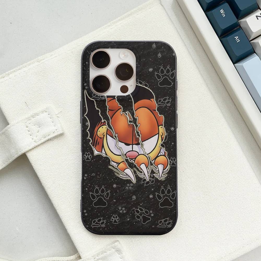 Милый Аниме Кот Гарфилд Чехол с Гофрированным Рисунком для IPhone 16E SE4 12 17 16 15 14 13 11 Pro Max Полосатая Крышка