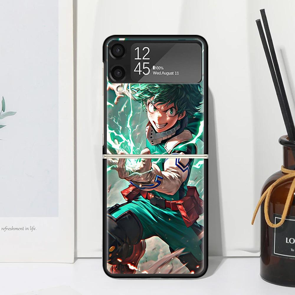 Мидория Изуку Деку MHA Моя геройская Академия Чехол для телефона для Samsung Galaxy Z Flip 7 6 5 4 3 5G Flip3 Flip4 Flip5 ZFlip6 ZFlip7 Черный Fu