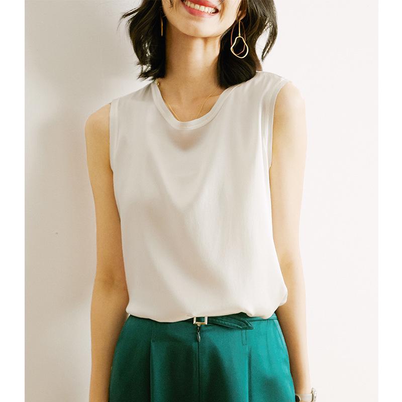 Женский шелковый атласный топ-майка большого размера - Базовый слой из шелка тутового дерева