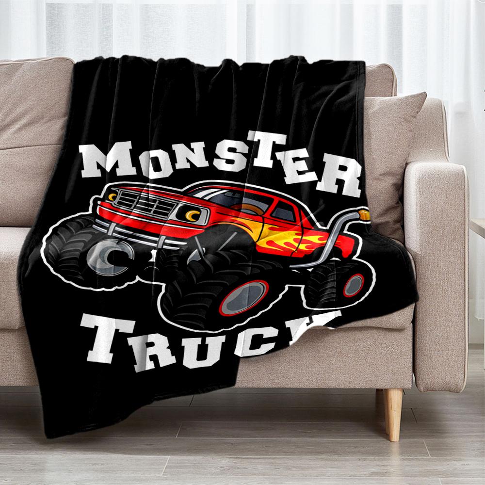 Truck Theme Printed Blanket - Perfect for Couch, Bed, Travel & Outdoor Use | Machine Washable, Cozy & Durable.