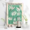 Постер с растительным артом в скандинавском стиле «Токийский цветочный рынок», принты с белыми цветами на зеленом фоне, минимализм, декор для дома, детской комнаты, без рамы