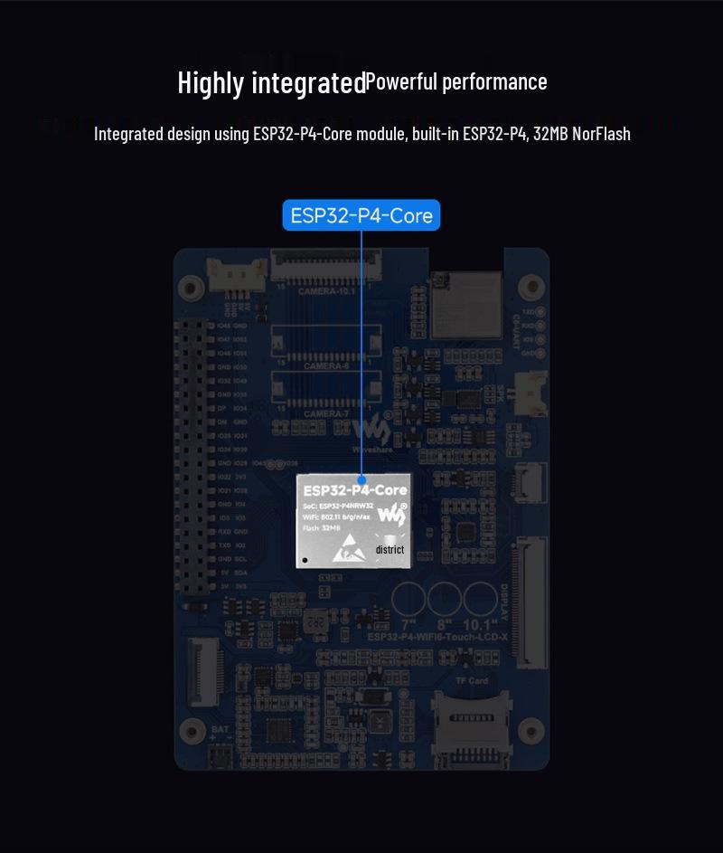 ESP32 P4 Development Board with 7, 8, 10.1-inch Screen Modules and XiaoZhi AI Support, featuring HMI and Dual Microphones
