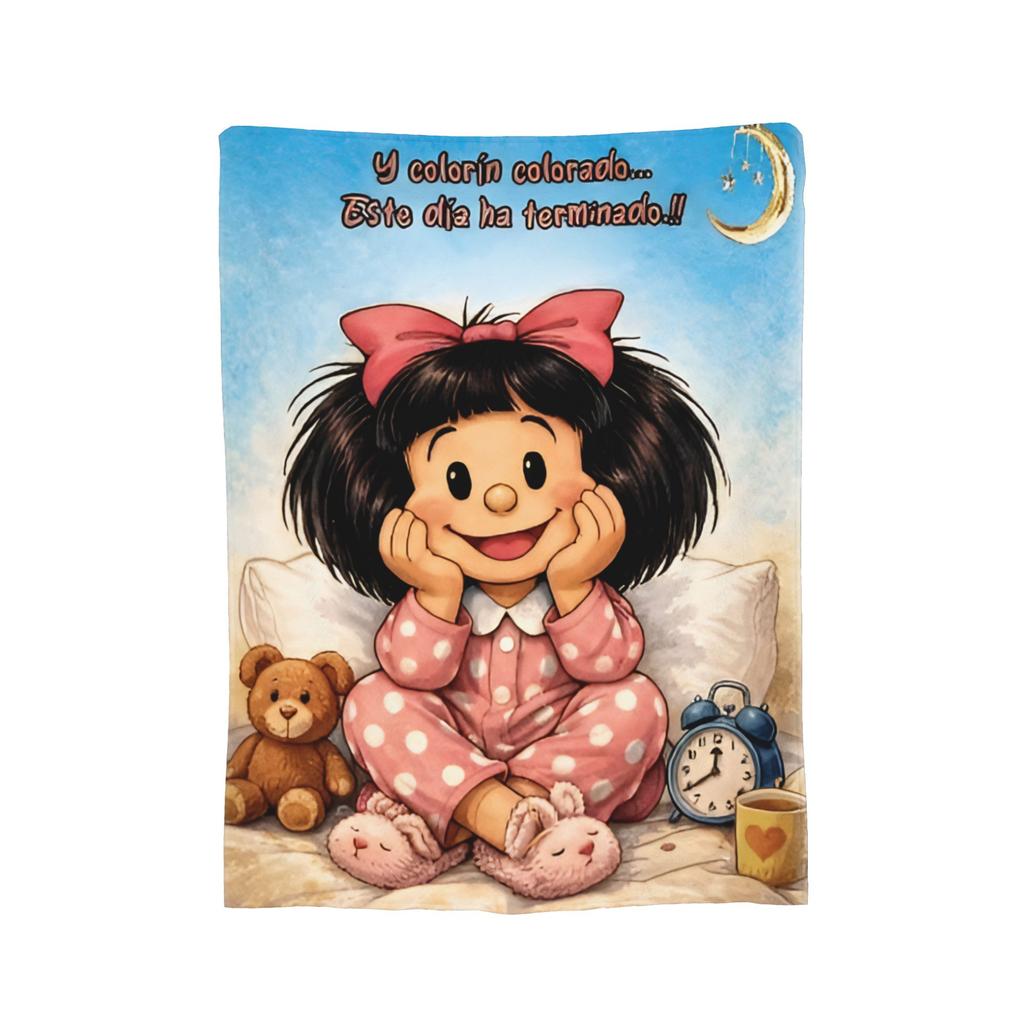 Mafaldas Good Night Sleep Blanket Cover Inspirational Quote Flannel Throw Blankets Air Conditioning Printed Soft Warm Bedspread