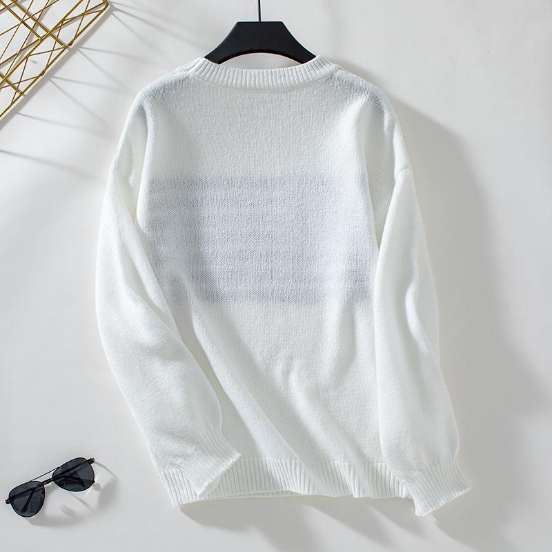 Autumn and Winter Women's Plus Size Knitwear Flag Casual Loose Round Neck Pullover Knitted Sweater
