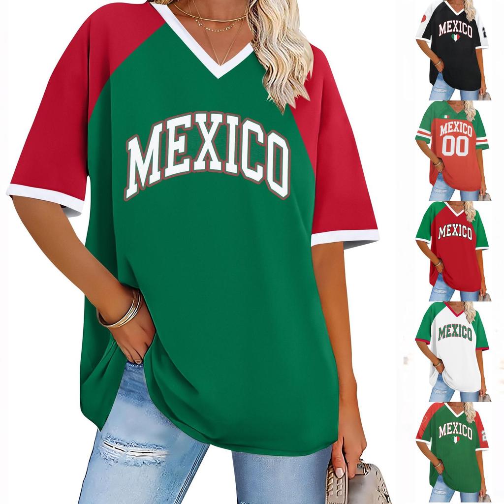 Women's Mexican Letter Print Short Sleeve T-Shirt, Casual Vacation Top