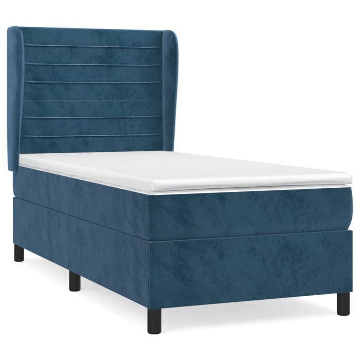 Maison Exclusive - Sommier à lattes de lit avec matelas Bleu foncé 90x200 cm
