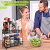 Spice Rack Organizer for Countertop 2 Tier Metal Foldable NonSlip Countertop Organizer Countertop Spice Rack for Kitchen Bathro