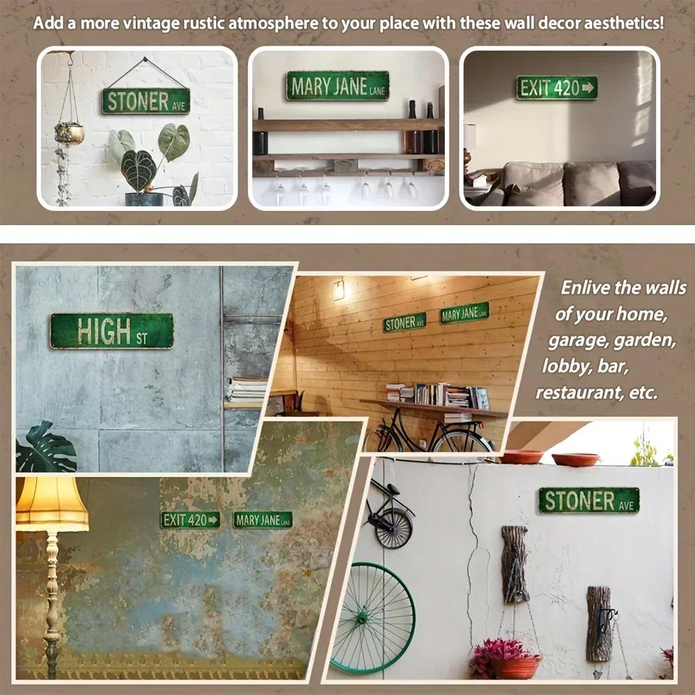 1 шт., винтажный деревенский ретро-уличный знак Stoner Avenue - 4''x16''/10см*40см - отлично подходит для украшения комнаты, дома и стены