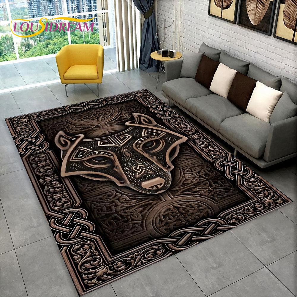 Коврик с рунами викингов и скандинавской мифологии, коврик для гостиной, спальни, дивана, коврик для кухни, декор для кухни, нескользящий напольный коврик