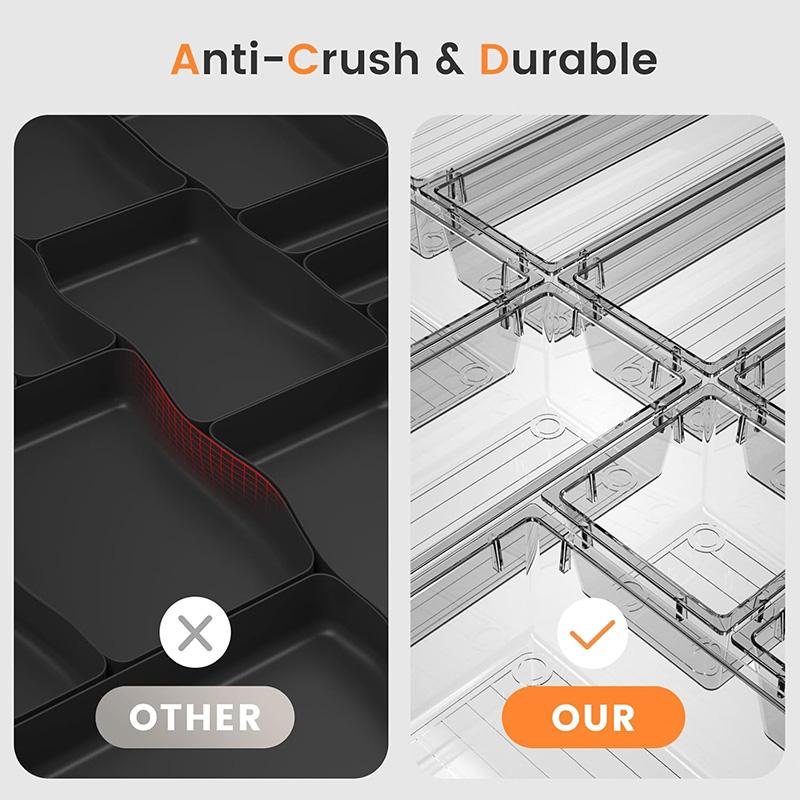 Clear Drawer Organizer Stackable Storage Box 5 Sizes Makeup Organizer Tray Vanity Cosmetic Storage Bins for Bathroom