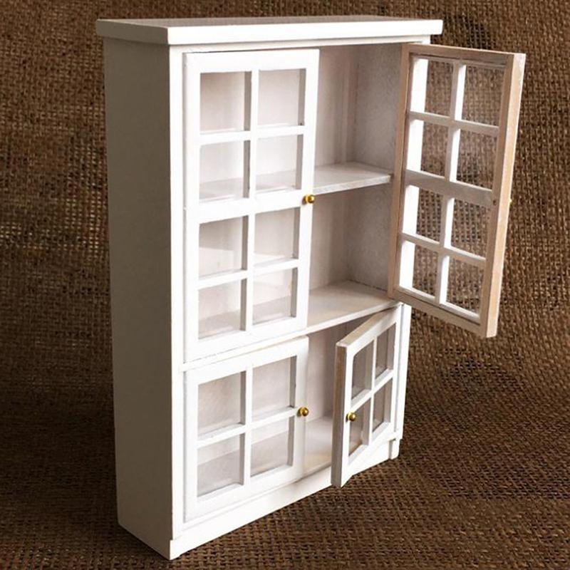1/12 Dollhouse Miniature Furniture White Kitchen Dining Cabinet Display Shelf