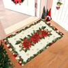 Christmas Poinsettia Holly Print Door Mat Winter Xmas Ball Snowflake Rug Bedroom Kitchen Non-slip Floor Mat Christmas Decoration