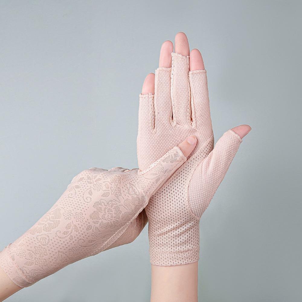 Новые нескользящие солнцезащитные перчатки, дышащие, с открытыми пальцами, из ледяного шелка, УФ-защита, эластичные, для велоспорта, летние