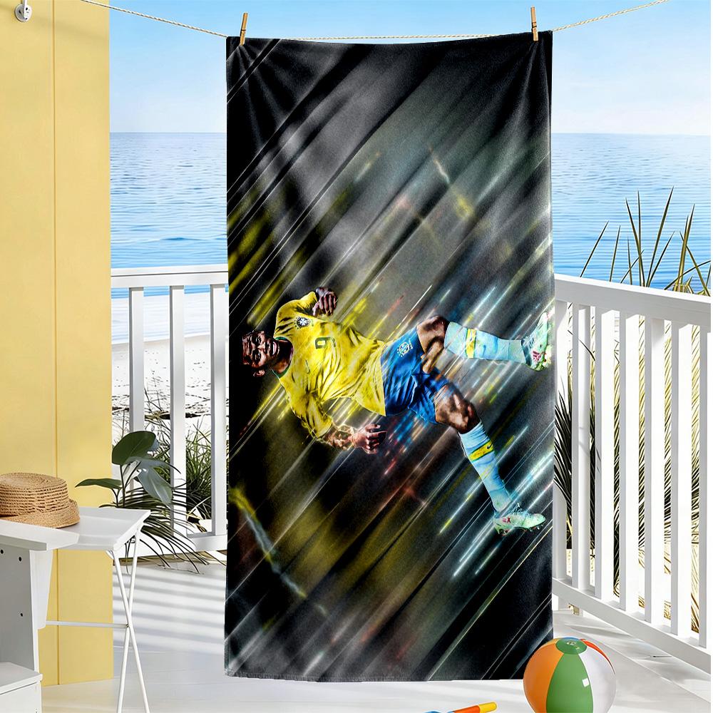 Soccer Player Action Beach Towel High Absorbency & Quick-Dry Comfortable Lightweight