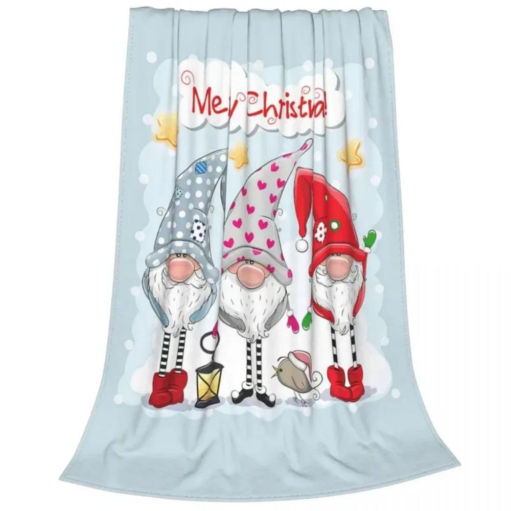 Christmas Gnome Friends Flannel Blankets New Year Awesome Throw Blankets for Home Hotel Sofa 200x150cm Rug Piece