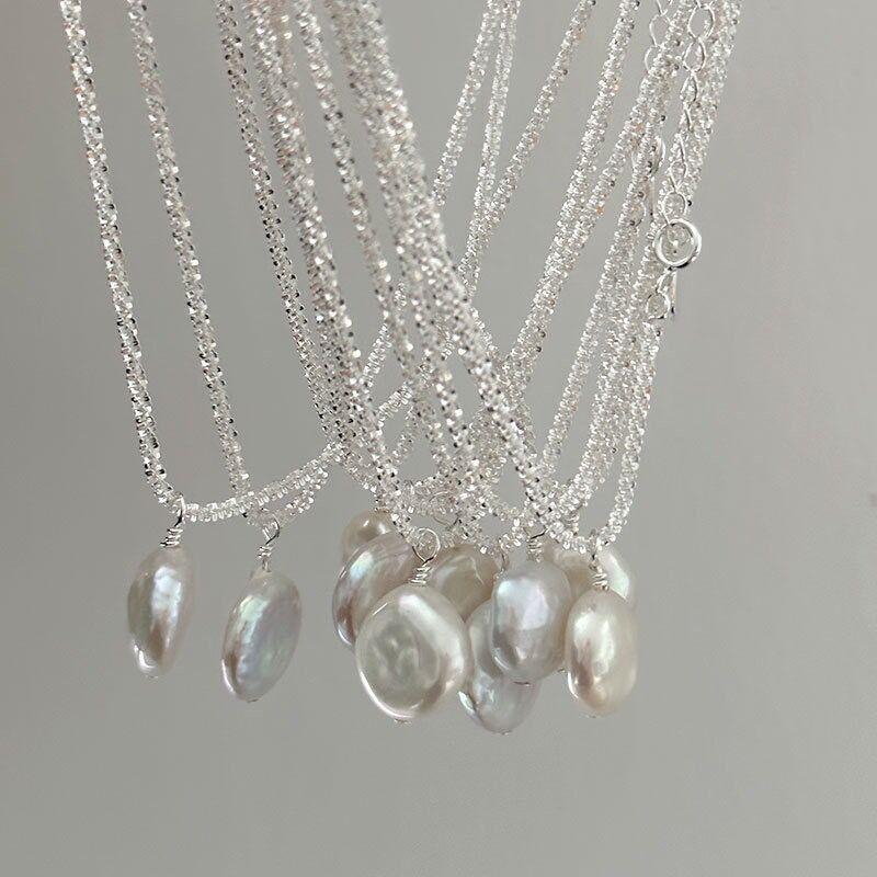 Новое Серебряное Жемчужное Ожерелье 925 Пробы Персонализированное Простое Очаровательное Женское Подвеска Чокер Подарок на День Рождения Изысканное Украшение