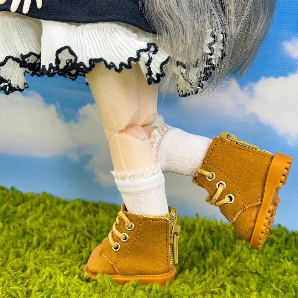 Niannyyhouse 15 см Плюшевая кукла, Высокие ботинки, для 16 BJD, Аксессуар для наряда куклы, Набор из 2 пар (Белый + Бежевый)