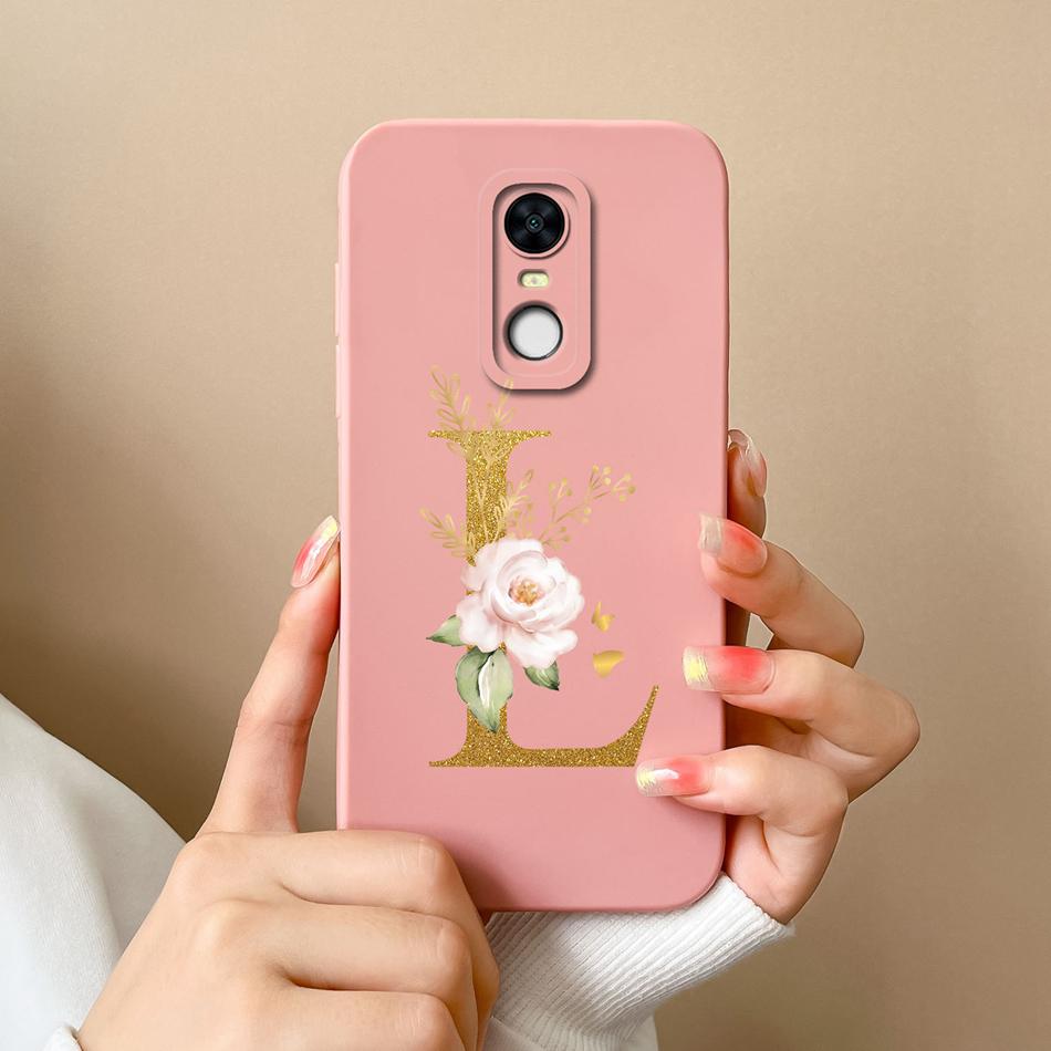 Для Redmi 5 Plus Note5 Чехлы Блестящие Буквы от A до Z Жидкий Силикон Противоударные Защитные Задние Крышки для Redmi5Plus Note5 Funda
