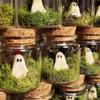 Resin Mini Pet Ghosts In A Jar Glass Dome Decor Craft Glow In The Dark Little Ghost With Moss Luminous Ghost Figurines