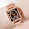 Luxury Fashion Square Women's Rose Gold Diamond Watch Two and a Half Pin Quartz Movement Waterproof Watch Clock Ladies