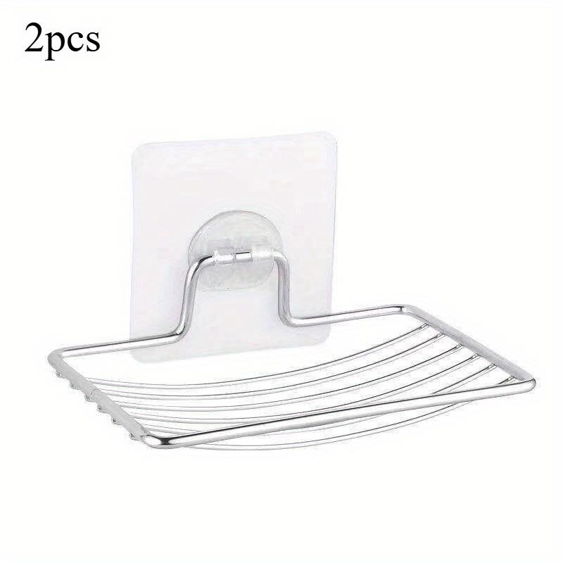 1/2pcs, Stainless Steel Soap Rack, Light Luxury Soap Box, Shelf Punch-free,Creative Bathroom and Kitchen Wall Mounted Drain Rack