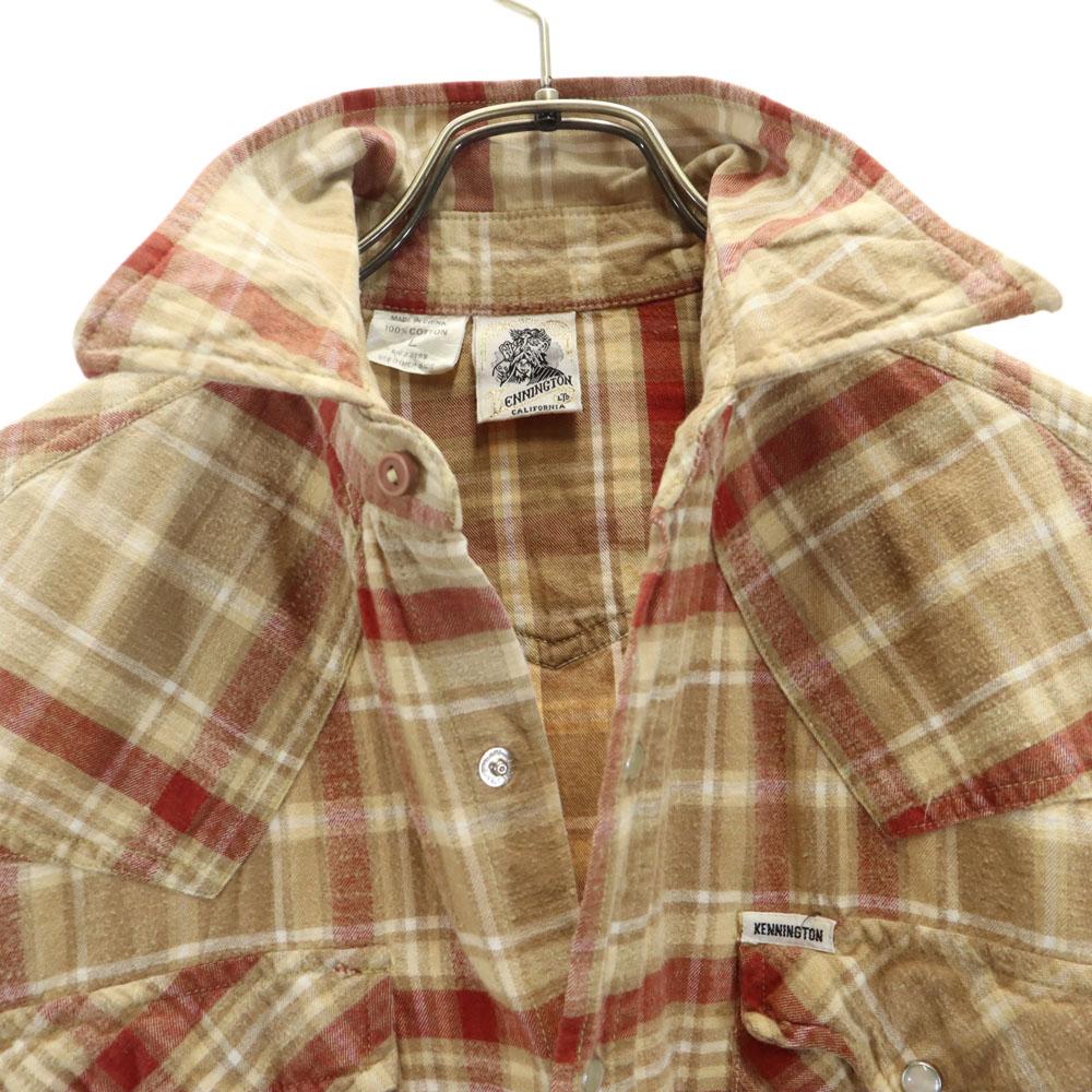 KENNINGTON 70s 80s vintage check Long sleeve Western shirt L Brown Men's Used