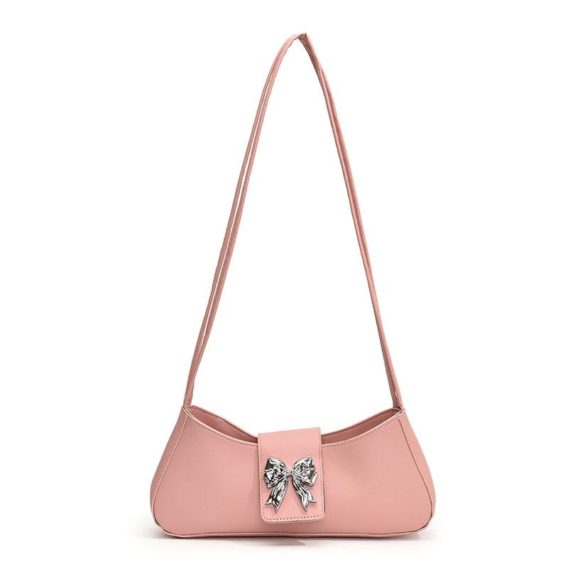Женская персонализированная сумка-мессенджер 2024 года, летняя новая повседневная корейская версия, сумка-полумесяц, модная простая сумка через плечо с бантом