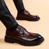 Мужские новые толстоподошвенные из натуральной кожи business casual мягкая кожа круглый носок британский стиль для commuting дерби туфли