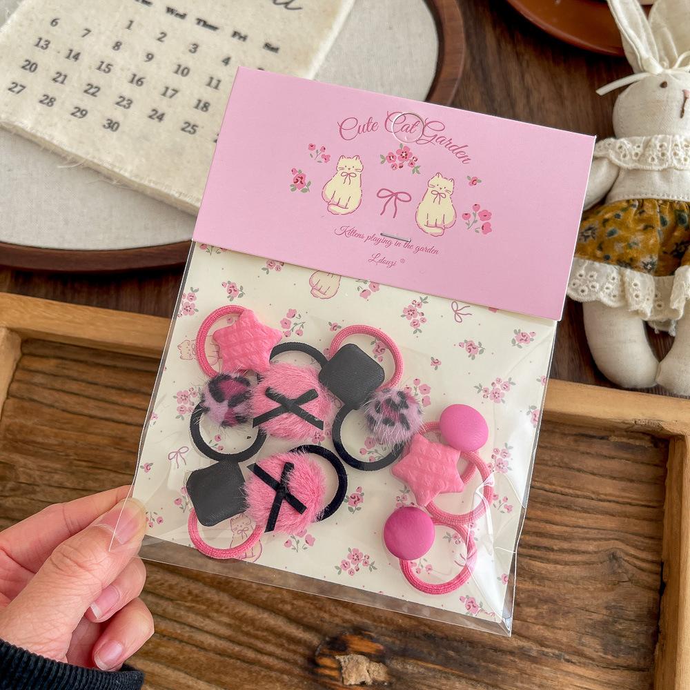 10 шт., мини-детская повязка для волос Kawaii, эластичная веревка для волос с мультяшным цветочным принтом и животными для маленьких девочек, маленькая повязка для волос, прекрасный головной убор
