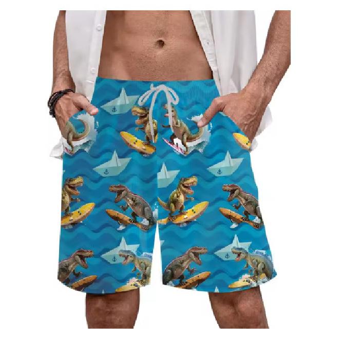 2026 Dinosaur Beach Casual Hawaiian T-Rex Surfing Men's Dragon Shorts Beach Pants