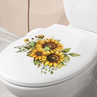 Yousheng Spring Sunflower Наклейка для унитаза Съемная самоклеящаяся водонепроницаемая ПВХ настенная наклейка для гостиной Цветочная ванная комната Украшение для крышки унитаза Наклейка
