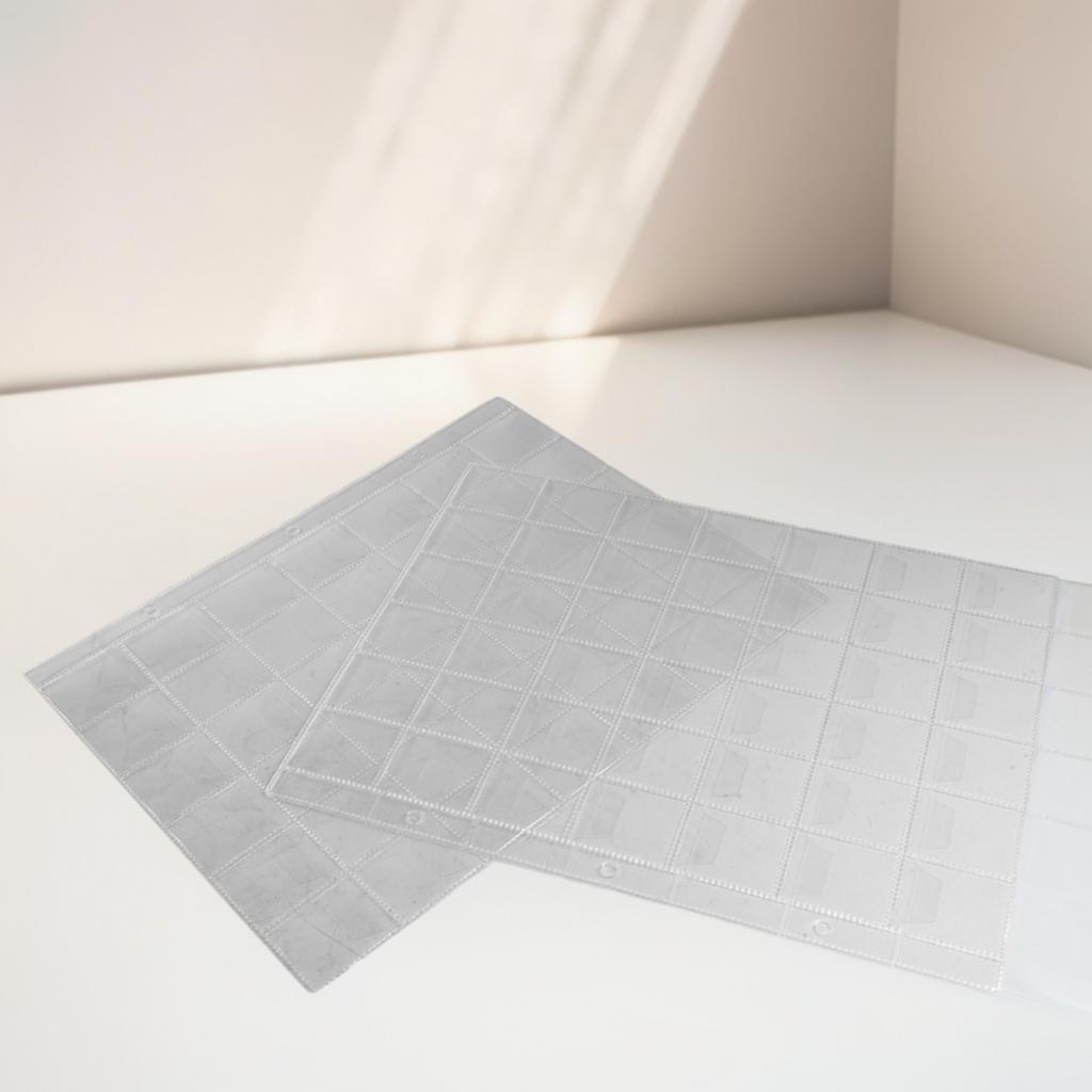 Хранение коллекции монет 10 прозрачных пластиковых листов-вкладышей 42 кармашка-держателя