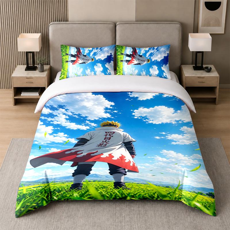 3Pcs Bed Set,Naruto 1 Duvet Cover and 2 Pillowcases, Printed Bedding Decor For Guest Room