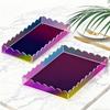 Acrylic Tray 2-Piece Colorful Scalloped Vanity Tray Coffee Table Decor For Kitchen Vanity Nightstand Counter Home Decor Soap