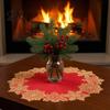 Holiday Gift for Family Christmas Embroidered Placemat, Red And Gold Snowflake Table Protective Covers Dinner Mat, Heat Resistant Polyester Decorative