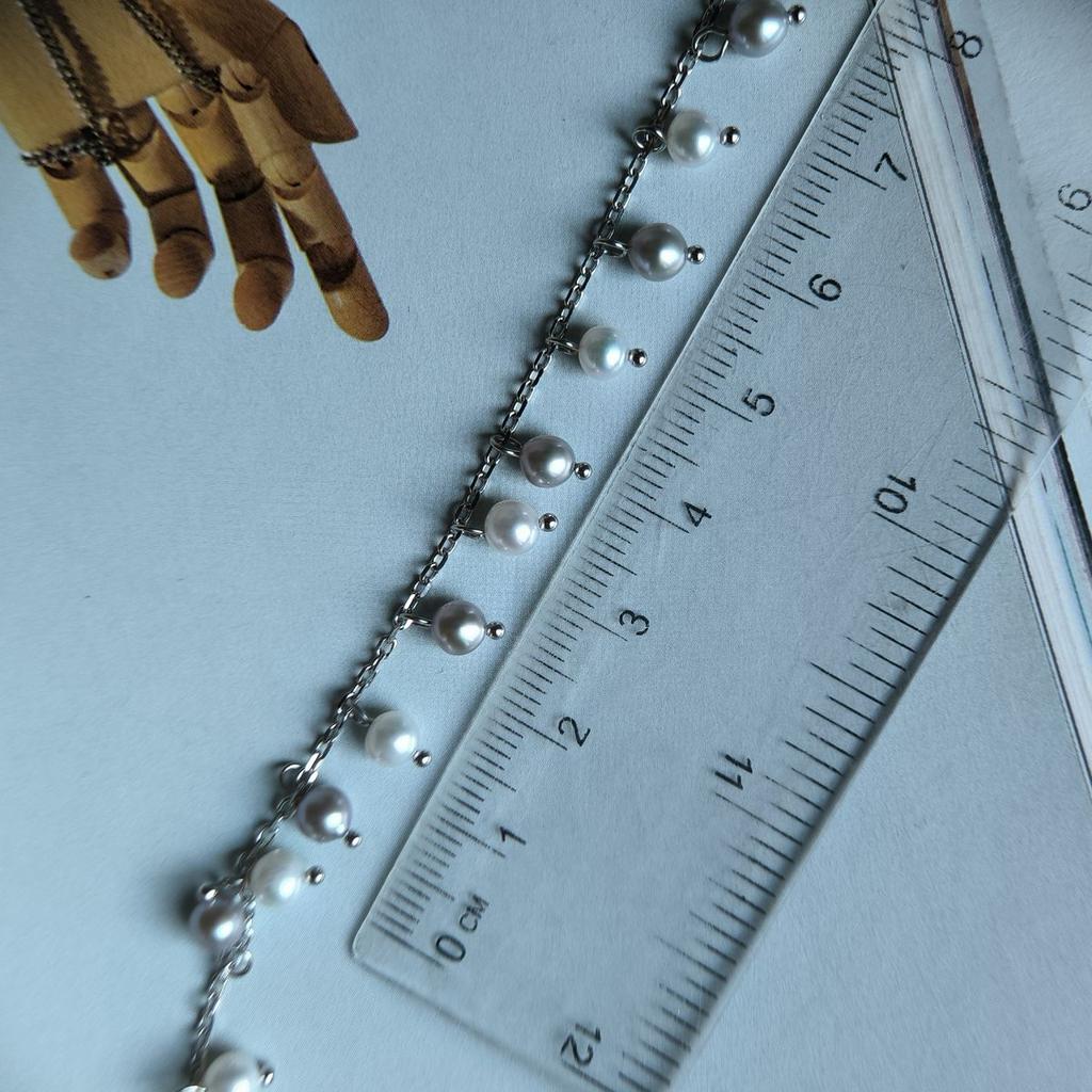 Серебряное колье с натуральным жемчугом, вес изделия 4,28 гр (2185253)