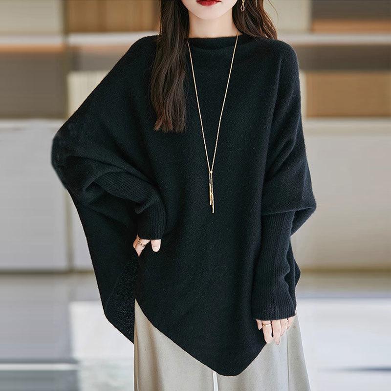 Women S Loose Cape Style Batwing Sleeve Pullover Sweater