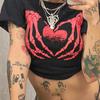 Harajuku Print Black Crop Tops Women Summer Punk Goth Tops Hip Hop Vintage Short Sleeve Streetwear Loose Casual Women T-shirt