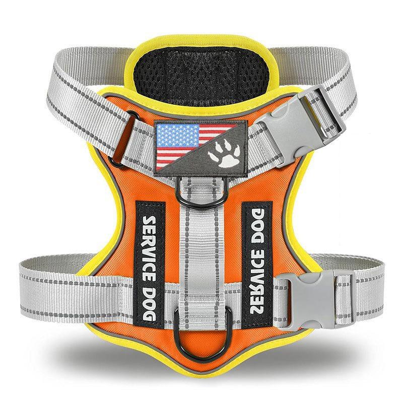Service Dog Harness, Reflective Dog Vest Harness with 5 PCS Patches, Adjustable Soft Oxford Pet Harness, Inner Layer Mesh, Easy