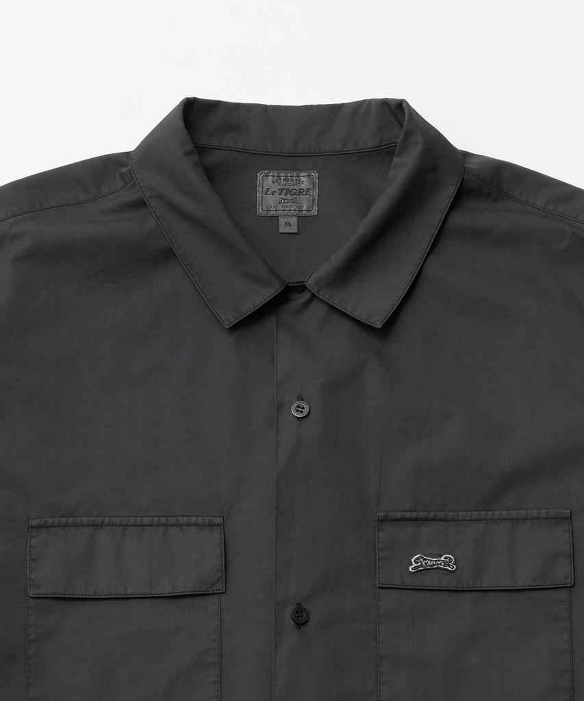 LE TIGRE Open Collar Overdyed Shirt (Almost Black)
