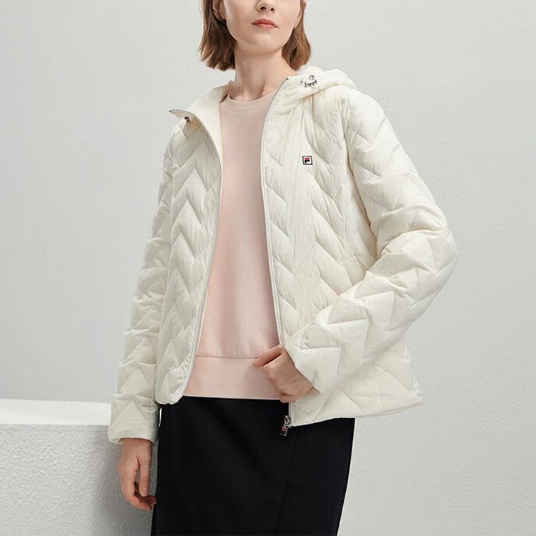 Fila Однотонная пуховая куртка с капюшоном на молнии Женская верхняя одежда Молочно-белый F11W341902F-IV
