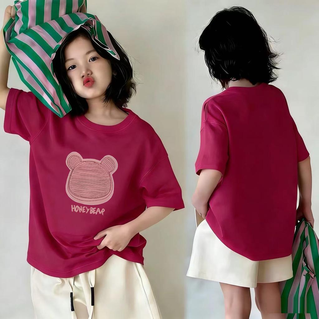 Girls Summer Cotton White Short Sleeve T Shirt Breathable Round Neck Top For Kids