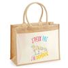 Sac De Plage - PLANETEE - Jute Avec Poche « Pompes Push-Up J'peux Pas » - Coton - Multicolore - 43x33 Cm